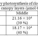 Table 7. Overall estimation of canopy photosynthesis of clones RRISL 211 and RRIC 121 