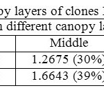 Table 8. Partial LAI in different canopy layers of clones RRISL 211 and RRIC121