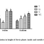 Figure 1. Variation in height of Stevia plants inside and outside the greenhouse. 
