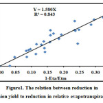 Figure1. The relation between reduction in relative onion yield to reduction in relative evapotranspiration (2012)