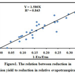 Figure1. The relation between reduction in relative onion yield to reduction in relative evapotranspiration (2012)