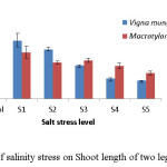 Fig 3. Effect of salinity stress on Shoot length of two leguminous crops