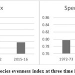 Figure 1: S-W index and species evenness index at three time intervals